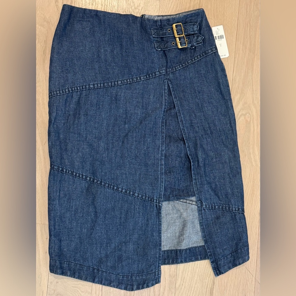 NEW Anthropologie Double Layer Skirt Size 2 Dark Denim Holding Horses NWT